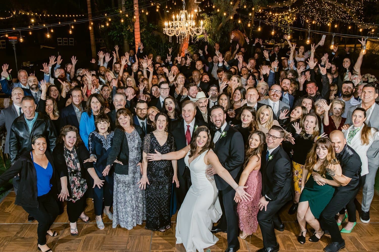 Wedding group photo at Hartley Botanica